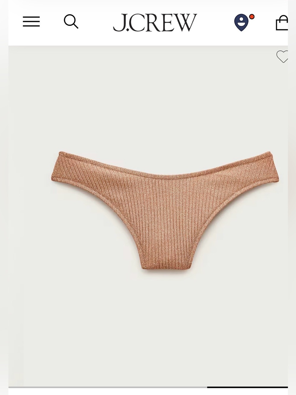 Jcrew size XS Sunny sparkle rib bikini bottom